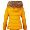 imageBellivera Womens Lightweight Puffer Jacket Winter Coats for Women Warm Quilted Bubble Padded Hood Coat with Faux Fur CollarYellow