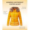 imageBellivera Womens Lightweight Puffer Jacket Winter Coats for Women Warm Quilted Bubble Padded Hood Coat with Faux Fur CollarYellow