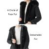 imageBellivera Womens Puffer Jacket Lightweight Quilted Hooded Long Down Alternative Coat with BeltBlack Fur