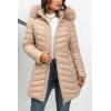imageBellivera Womens Winter Thickened Quilted Puffer Jacket Zipper Pockets Bubble Coat with Removable Hood and Faux Fur CollarApricot Coat