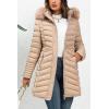 imageBellivera Womens Winter Thickened Quilted Puffer Jacket Zipper Pockets Bubble Coat with Removable Hood and Faux Fur CollarApricot Coat