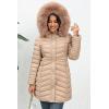 imageBellivera Womens Winter Thickened Quilted Puffer Jacket Zipper Pockets Bubble Coat with Removable Hood and Faux Fur CollarApricot Coat