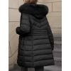 imageBellivera Womens Winter Thickened Quilted Puffer Jacket Zipper Pockets Bubble Coat with Removable Hood and Faux Fur CollarBlack