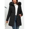 imageBellivera Womens Winter Thickened Quilted Puffer Jacket Zipper Pockets Bubble Coat with Removable Hood and Faux Fur CollarBlack Coat