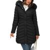 imageBellivera Womens Winter Thickened Quilted Puffer Jacket Zipper Pockets Bubble Coat with Removable Hood and Faux Fur CollarBlack Coat