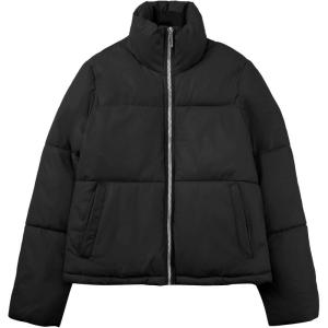imageBellivera Women Faux Leather Jacket Long Quilted Hood Puffer Winter CoatBlack Short