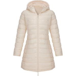 imageBellivera Women Puffer Jacket Reversible Spring and Winter Fashion Warm Quilted Long Hooded Padded Bubble CoatWhite