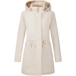 imageBellivera Women Puffer Jacket Reversible Spring and Winter Fashion Warm Quilted Long Hooded Padded Bubble CoatWhite Parka