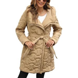 imageBellivera Womens Diamond Quilted Lightweight Puffer Jacket Spring and Winter Padded Coat with HoodYellow Bubble