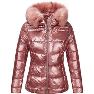 imageBellivera Womens Lightweight Puffer Jacket Winter Coats for Women Warm Quilted Bubble Padded Hood Coat with Faux Fur CollarDark Pink