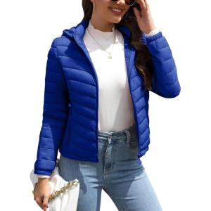 imageBellivera Womens Quilted Lightweight Jacket Puffer Coat Women Bubble for Spring and WinterLight Blue Hooded Coat