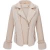 imageBellivera Womens Faux Leather Jacket Moto Biker SherpaLined Coat with Removable Fur CollarBeige Lapel