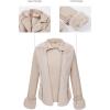 imageBellivera Womens Faux Leather Jacket Moto Biker SherpaLined Coat with Removable Fur CollarBeige Lapel