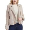 imageBellivera Womens Faux Leather Jacket Moto Biker SherpaLined Coat with Removable Fur CollarBeige Lapel