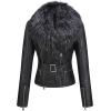 imageBellivera Womens Faux Leather Jacket Moto Biker SherpaLined Coat with Removable Fur CollarBlack Faux Fur
