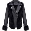 imageBellivera Womens Faux Leather Jacket Moto Biker SherpaLined Coat with Removable Fur CollarBlack Lapel