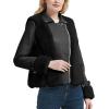 imageBellivera Womens Faux Leather Jacket Moto Biker SherpaLined Coat with Removable Fur CollarBlack Lapel