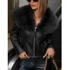 imageBellivera Womens Faux Leather Jacket Moto Biker SherpaLined Coat with Removable Fur CollarBlack Short Jacket
