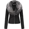 imageBellivera Womens Faux Leather Jacket Moto Biker SherpaLined Coat with Removable Fur CollarBlackgray