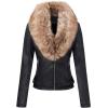 imageBellivera Womens Faux Leather Jacket Moto Biker SherpaLined Coat with Removable Fur CollarBlacknatural