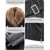 imageBellivera Womens Faux Leather Jacket Moto Biker SherpaLined Coat with Removable Fur CollarBlacknatural With Belt