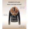 imageBellivera Womens Faux Leather Jacket Moto Biker SherpaLined Coat with Removable Fur CollarBlacknatural With Belt