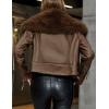 imageBellivera Womens Faux Leather Jacket Moto Biker SherpaLined Coat with Removable Fur CollarCamel Short Jacket