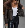 imageBellivera Womens Faux Leather Jacket Moto Biker SherpaLined Coat with Removable Fur CollarCoffee Short Jacket