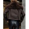 imageBellivera Womens Faux Leather Jacket Moto Biker SherpaLined Coat with Removable Fur CollarCoffee Short Jacket