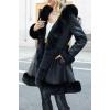 imageBellivera Womens Wool Pea Coat Faux Fur Jacket Winter Warm Parka Overcoat with BeltBlack Leather