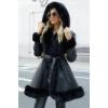 imageBellivera Womens Wool Pea Coat Faux Fur Jacket Winter Warm Parka Overcoat with BeltBlack Leather