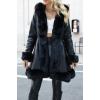 imageBellivera Womens Wool Pea Coat Faux Fur Jacket Winter Warm Parka Overcoat with BeltBlack Leather