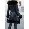 imageBellivera Womens Wool Pea Coat Faux Fur Jacket Winter Warm Parka Overcoat with BeltBlack Leather