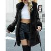 imageBellivera Womens Wool Pea Coat Faux Fur Jacket Winter Warm Parka Overcoat with BeltBlack Leather Mid Length