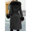imageBellivera Womens Wool Pea Coat Faux Fur Jacket Winter Warm Parka Overcoat with BeltBlack Leather With Hood