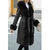 imageBellivera Womens Wool Pea Coat Faux Fur Jacket Winter Warm Parka Overcoat with BeltBlack Leather With Hood