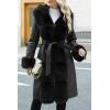 imageBellivera Womens Wool Pea Coat Faux Fur Jacket Winter Warm Parka Overcoat with BeltBlack Leather With Hood