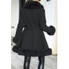 imageBellivera Womens Wool Pea Coat Faux Fur Jacket Winter Warm Parka Overcoat with BeltBlack Wool