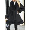 imageBellivera Womens Wool Pea Coat Faux Fur Jacket Winter Warm Parka Overcoat with BeltBlack Wool