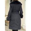 imageBellivera Womens Wool Pea Coat Faux Fur Jacket Winter Warm Parka Overcoat with BeltBlack Wool Long