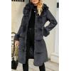 imageBellivera Womens Wool Pea Coat Faux Fur Jacket Winter Warm Parka Overcoat with BeltBlack Wool Long