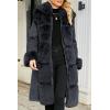 imageBellivera Womens Wool Pea Coat Faux Fur Jacket Winter Warm Parka Overcoat with BeltBlack Wool Long