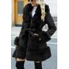 imageBellivera Womens Wool Pea Coat Faux Fur Jacket Winter Warm Parka Overcoat with BeltBlack Wool Mid Length