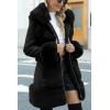 imageBellivera Womens Wool Pea Coat Faux Fur Jacket Winter Warm Parka Overcoat with BeltBlack Wool Mid Length