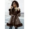 imageBellivera Womens Wool Pea Coat Faux Fur Jacket Winter Warm Parka Overcoat with BeltBrown Leather