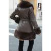 imageBellivera Womens Wool Pea Coat Faux Fur Jacket Winter Warm Parka Overcoat with BeltCoffee Leather Mid Length