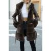 imageBellivera Womens Wool Pea Coat Faux Fur Jacket Winter Warm Parka Overcoat with BeltCoffee Leather Mid Length