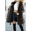 imageBellivera Womens Wool Pea Coat Faux Fur Jacket Winter Warm Parka Overcoat with BeltCoffee Leather Mid Length