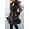 imageBellivera Womens Wool Pea Coat Faux Fur Jacket Winter Warm Parka Overcoat with BeltCoffee Leather Mid Length