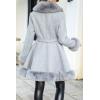 imageBellivera Womens Wool Pea Coat Faux Fur Jacket Winter Warm Parka Overcoat with BeltGrey Wool
